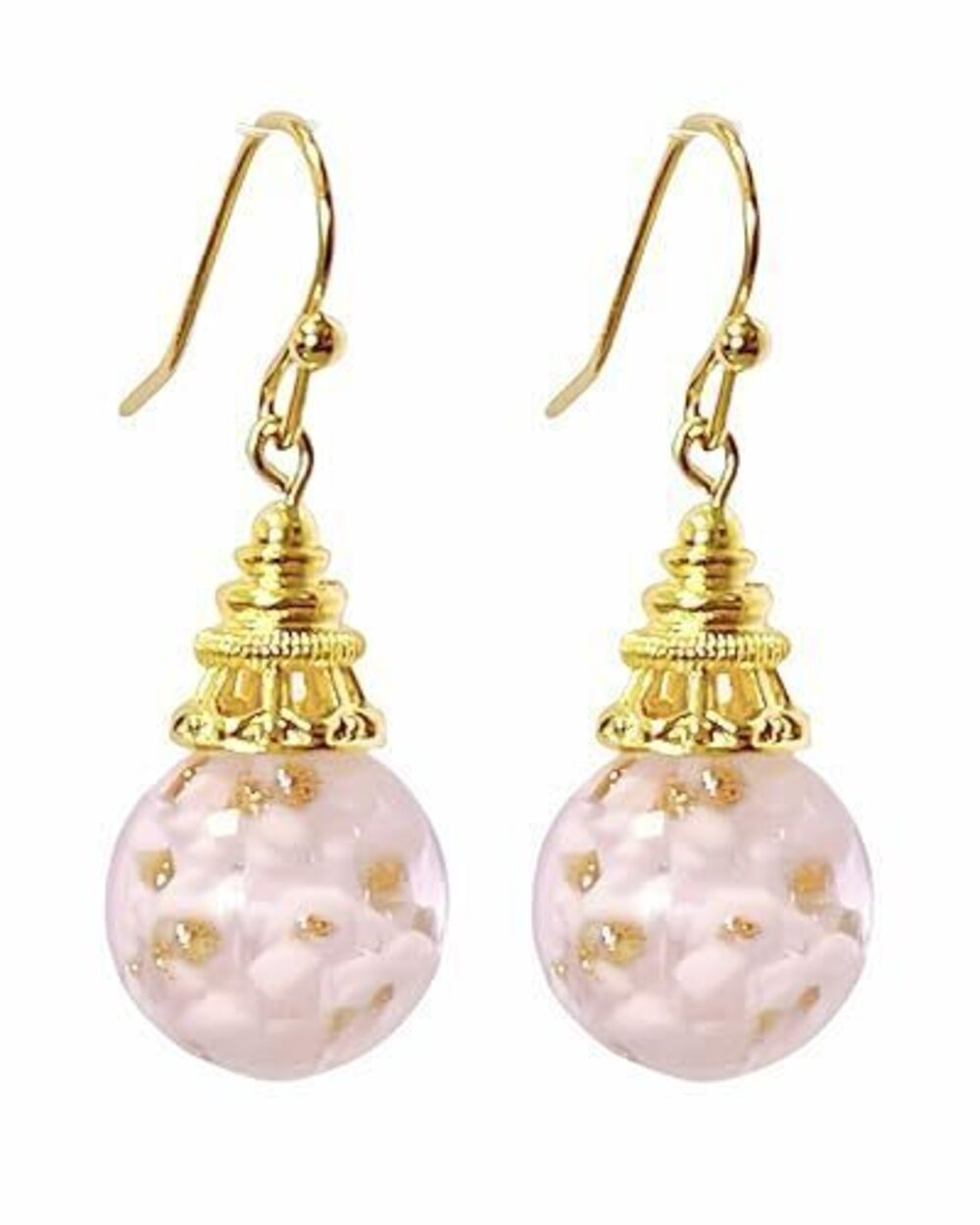 8493 Multicolored Murano Style Glass Earrings with 18k Gold Sparkles